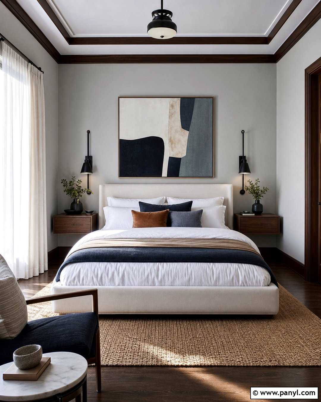 Light Grey Walls With Dark Wood Trim Modern Bedroom - 20 Light Grey Walls With Dark Wood Trim Ideas