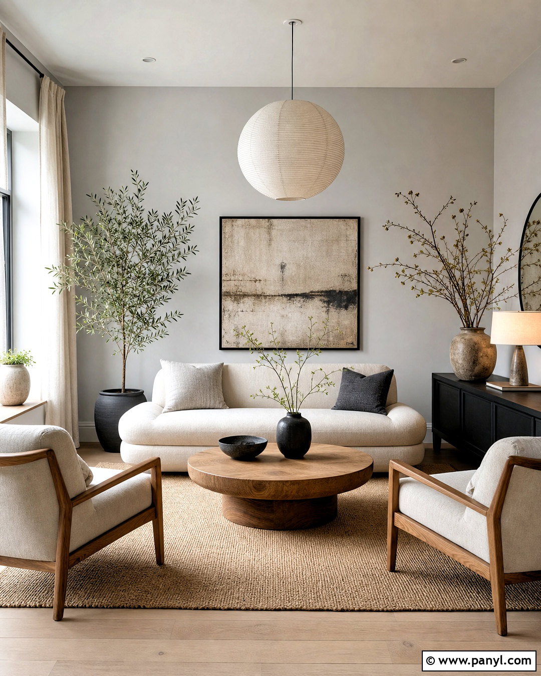 Light Grey Walls With Japandi Decor - 20 light grey walls living room ideas