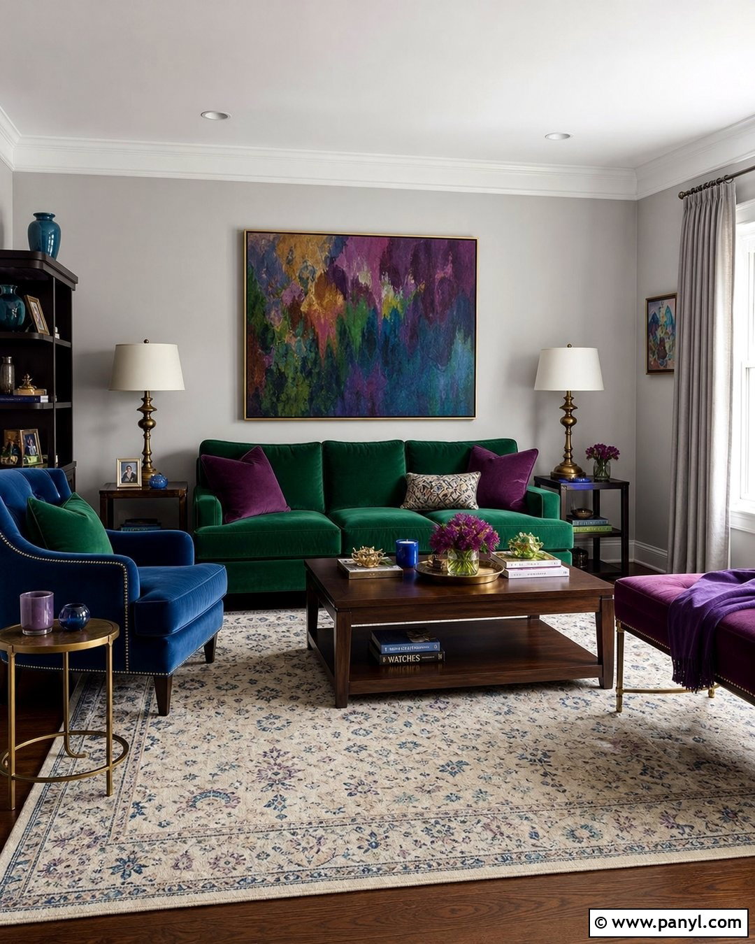 Light Grey Walls With Jewel Tones - 50 Light Grey Walls
