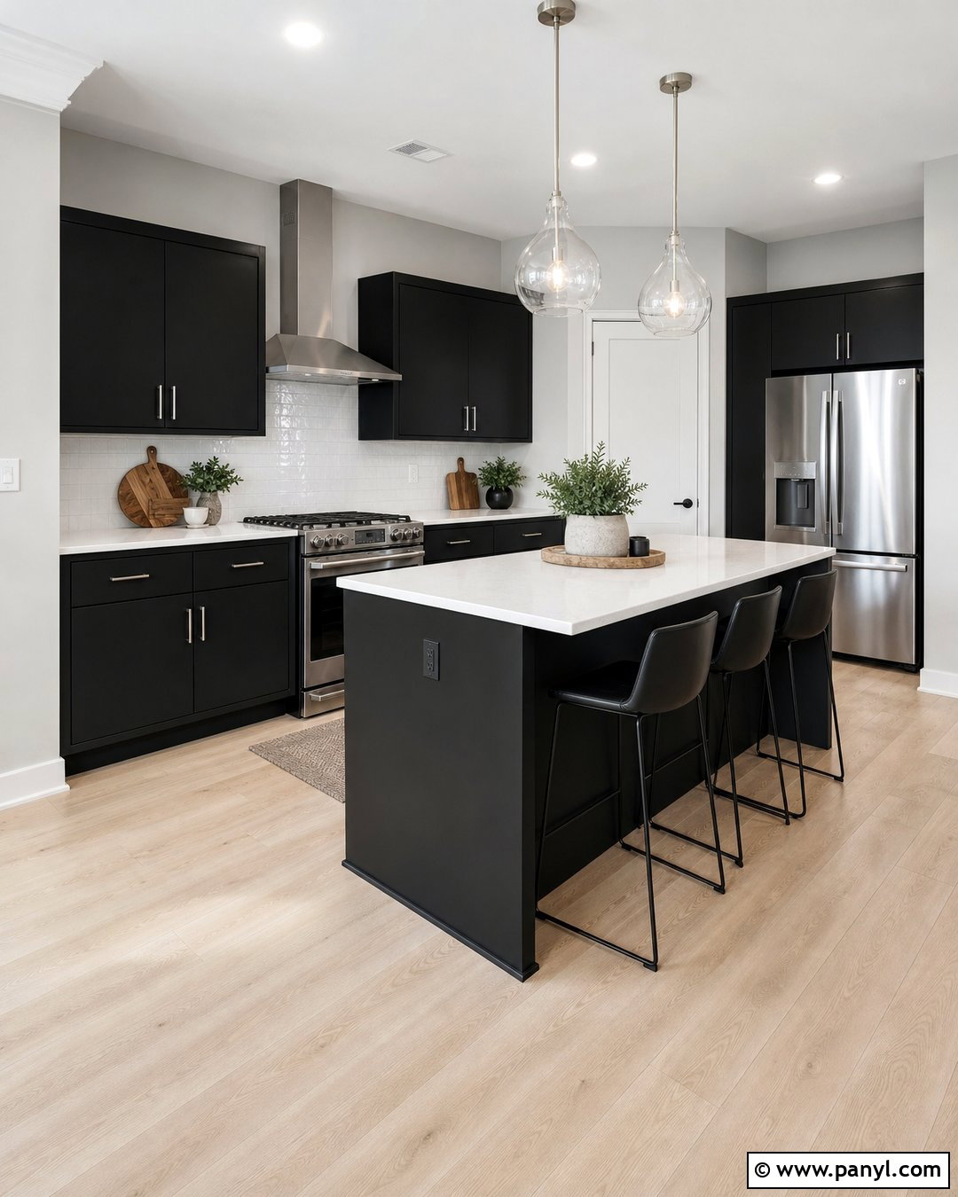 Light Grey Walls With Matte Black Cabinets - 25 Grey Walls Black Cabinets