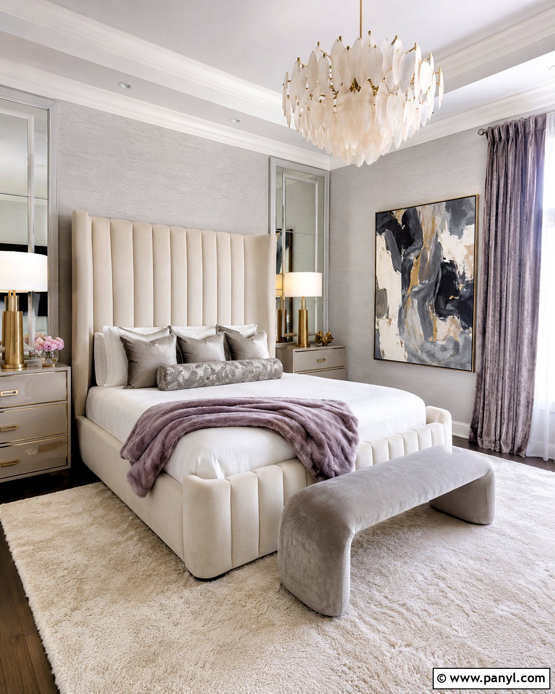 Light Grey Walls With Modern Glam Decor - 20 light grey walls bedroom ideas