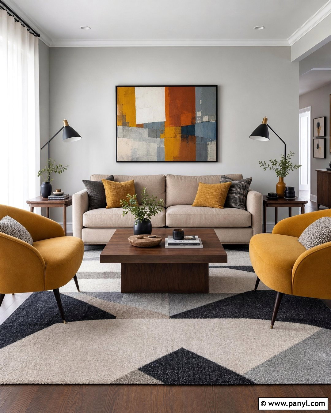 Light Grey Walls With Mustard Yellow - 50 Light Grey Walls