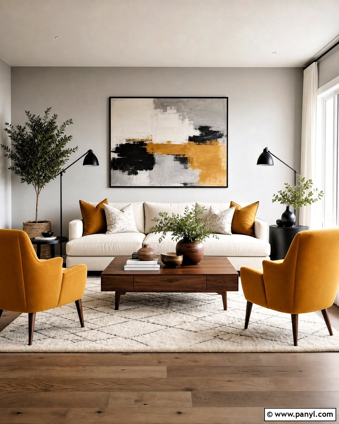 Light Grey Walls With Mustard Yellow Accents - 20 light grey walls living room ideas