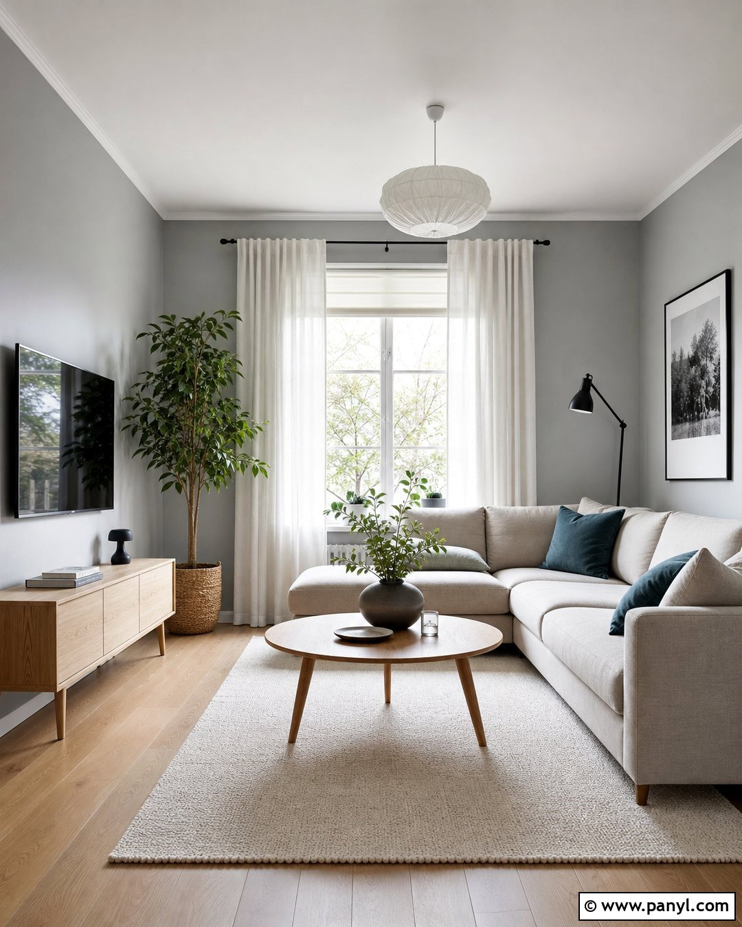 Light Grey Walls With Oak Furniture - 20 Grey Walls In A Scandinavian Interior Ideas