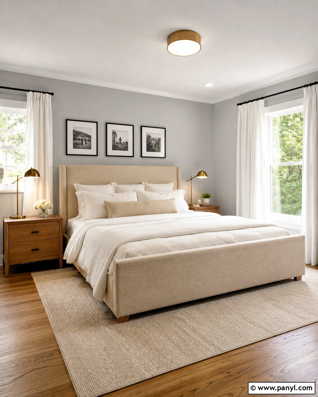 Light Grey Walls With White Bedding - 20 light grey walls bedroom ideas