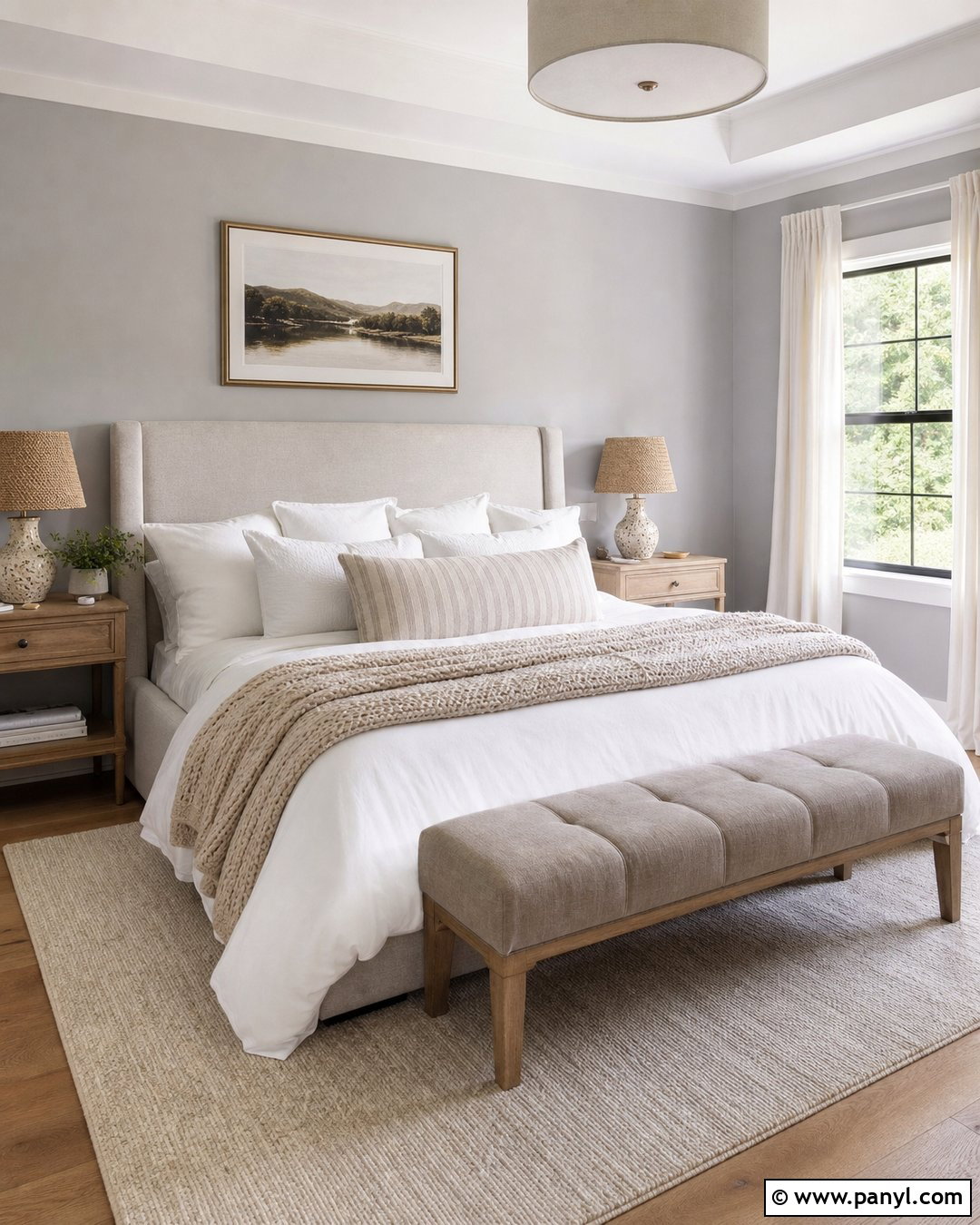 Light Grey Walls With White Bedding - 50 Light Grey Walls