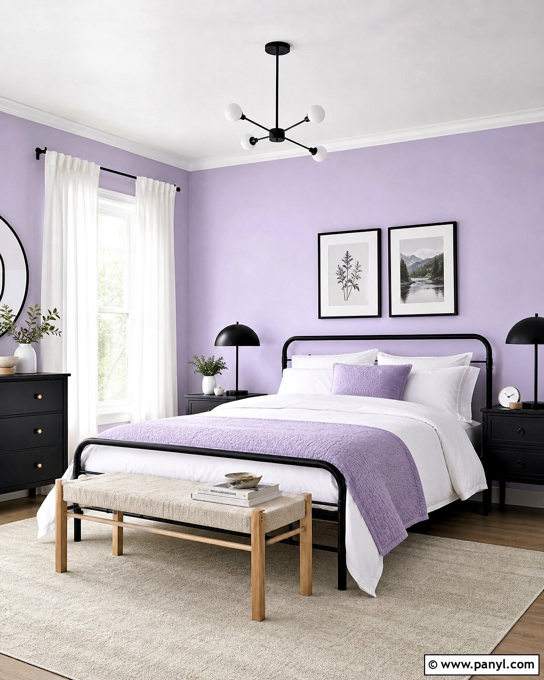 Light Lavender Bedroom With Black Accents - 20 light lavender bedroom ideas