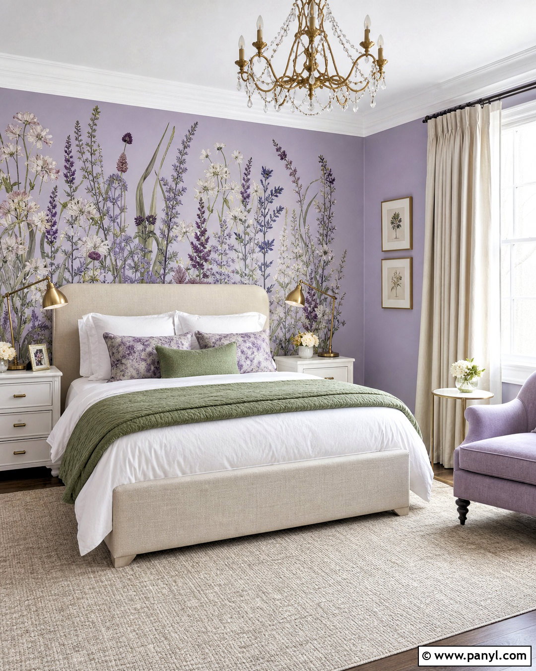 Light Lavender Bedroom With Floral Wallpaper - 20 light lavender bedroom ideas