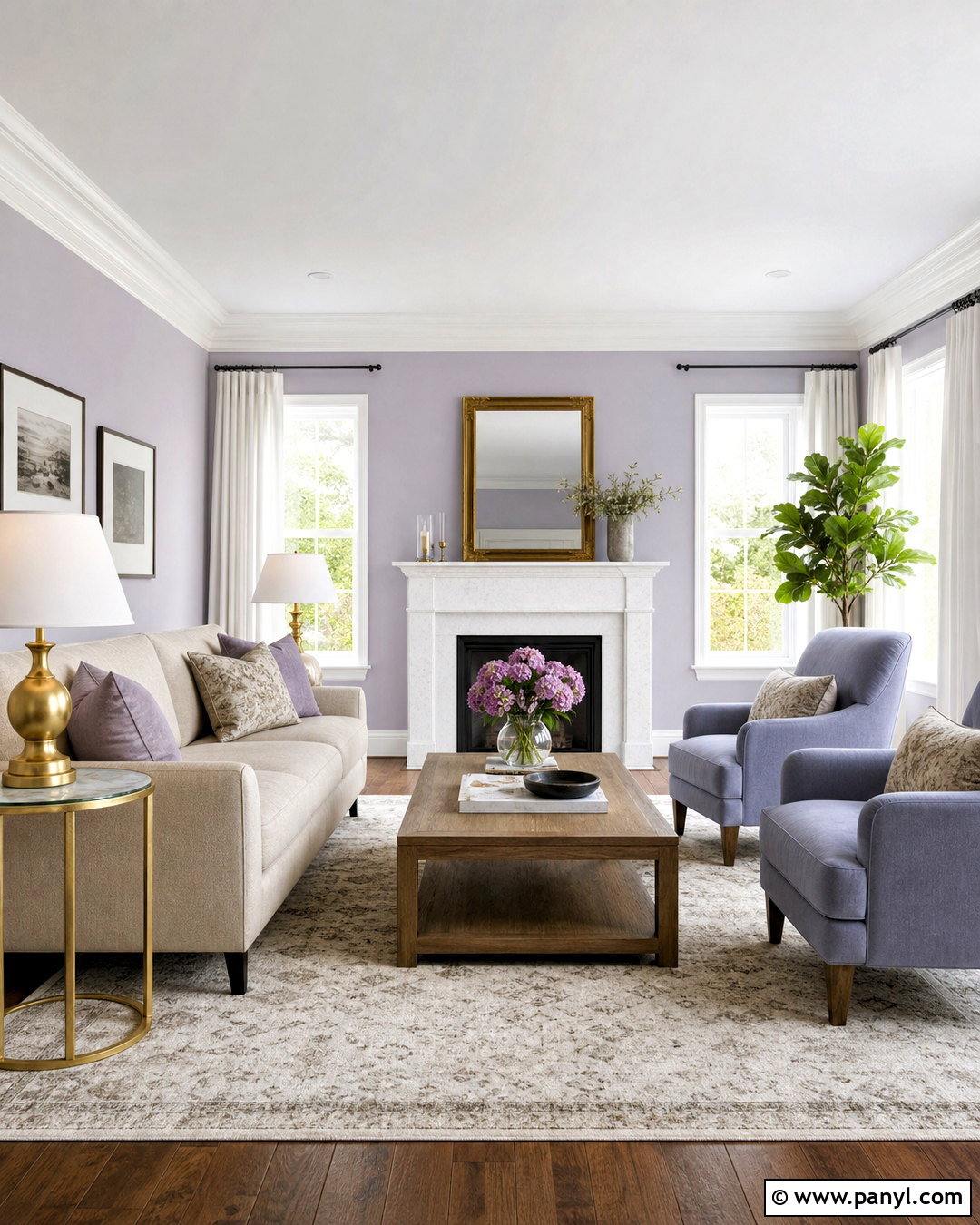 Light Lavender Gray Living Room - 20 purple gray wall paint ideas