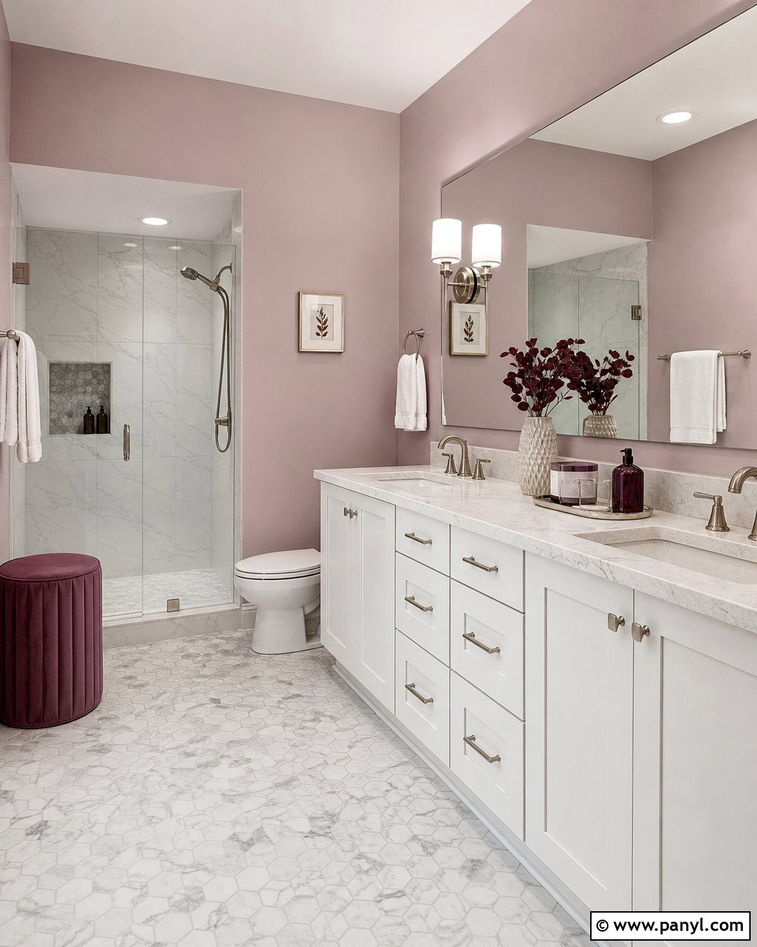 Light Mauve Bathroom With White Marble - 20 Light Mauve Wall Paint Ideas