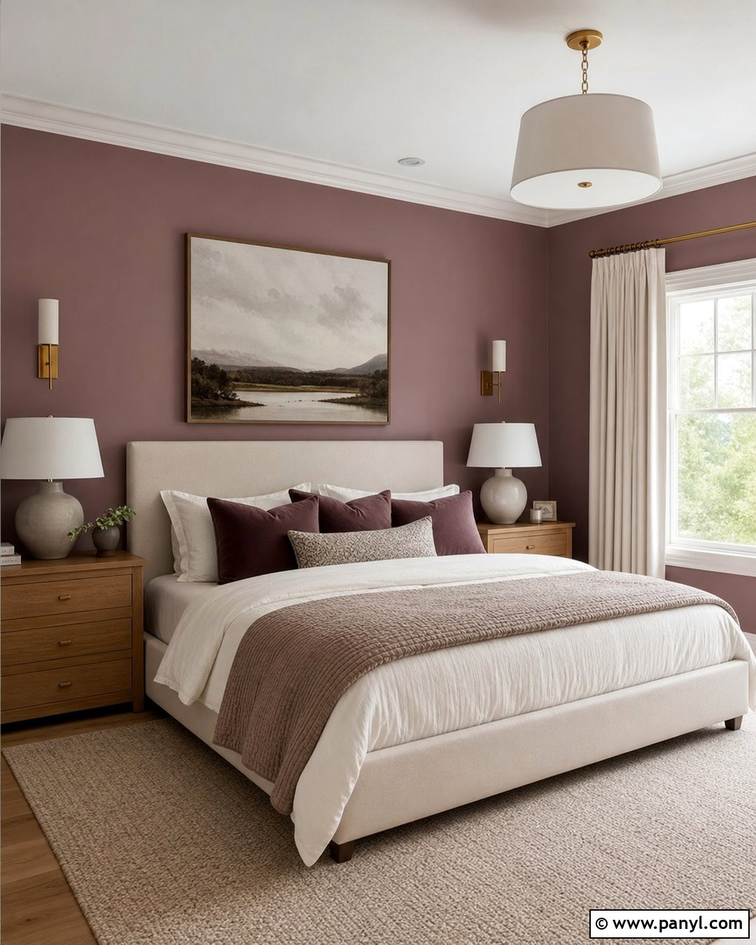 Light Mauve Bedroom With Cream Decor - 20 Light Mauve Wall Paint Ideas