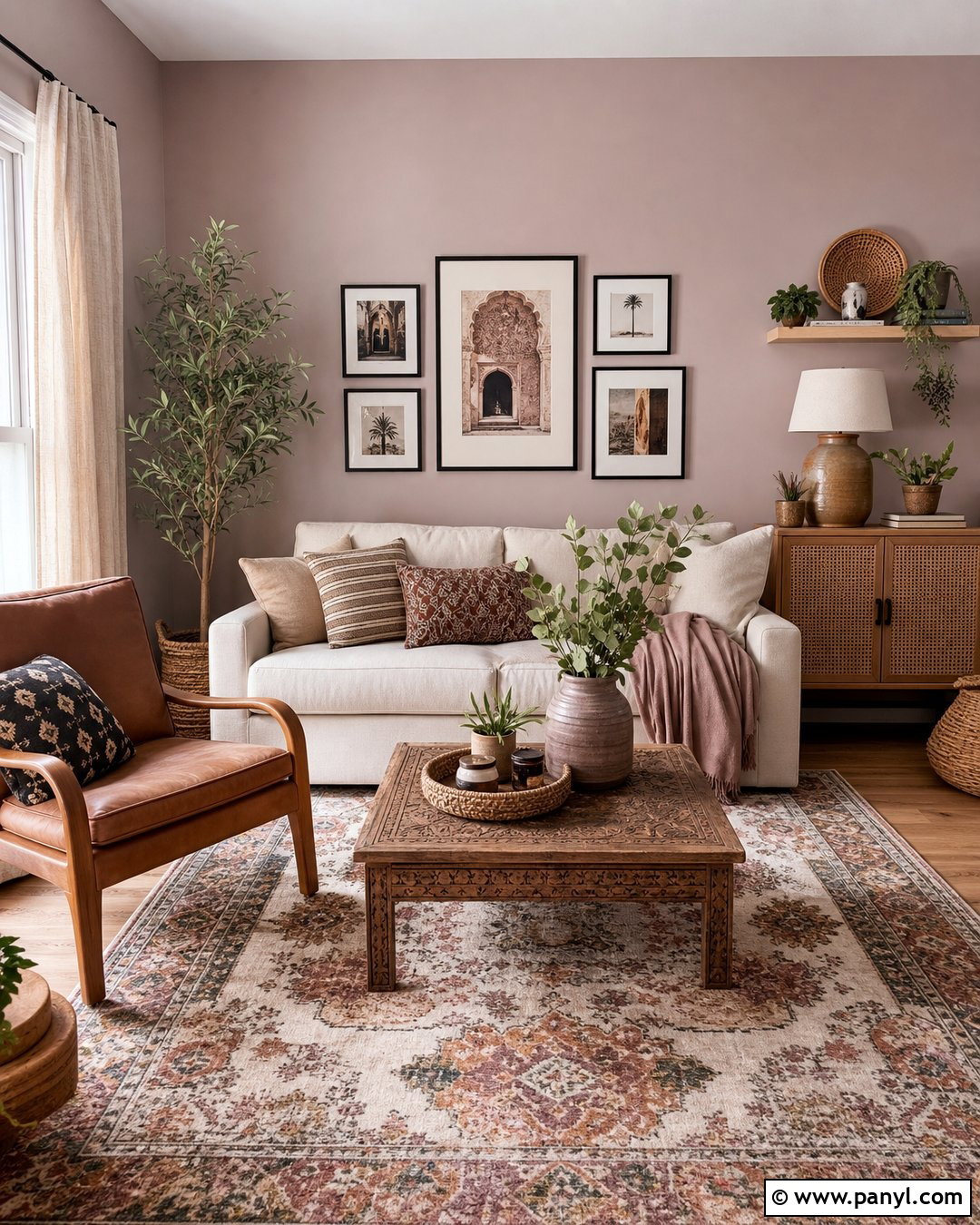 Light Mauve Boho Living Room - 20 Light Mauve Wall Paint Ideas