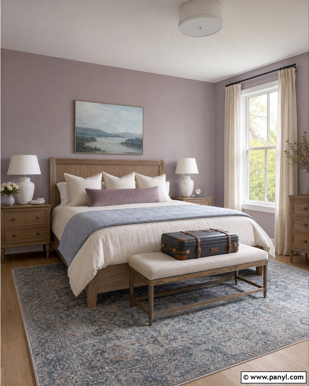 Light Mauve Guest Room With Dusty Blue - 20 Light Mauve Wall Paint Ideas