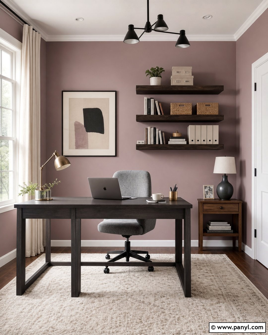 Light Mauve Home Office With Charcoal Gray - 20 Light Mauve Wall Paint Ideas