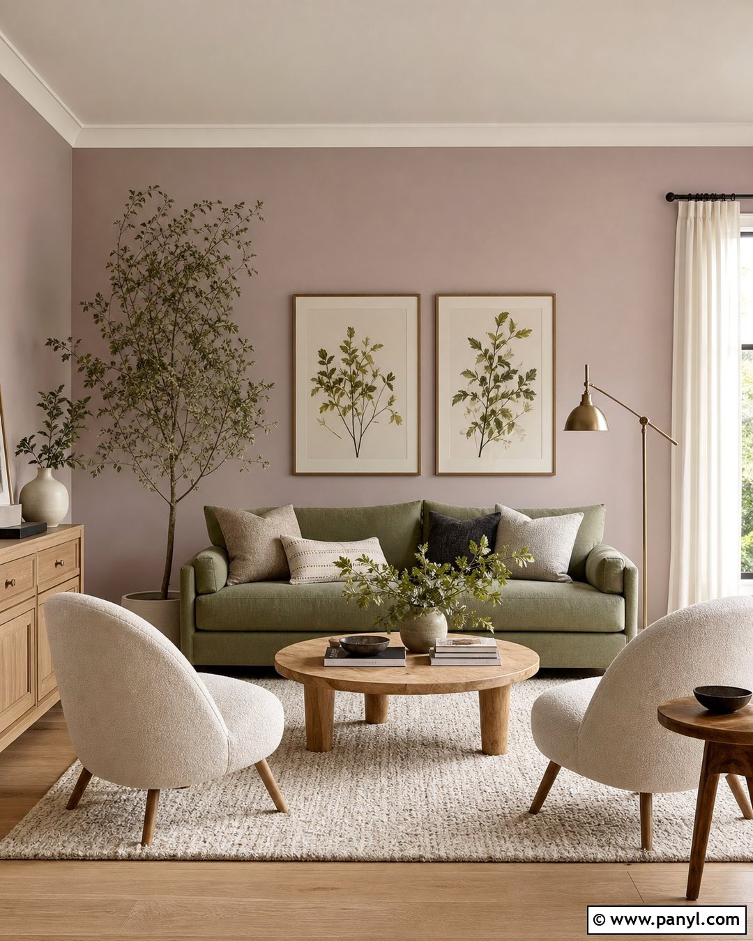 Light Mauve Living Room With Sage Green - 20 Light Mauve Wall Paint Ideas