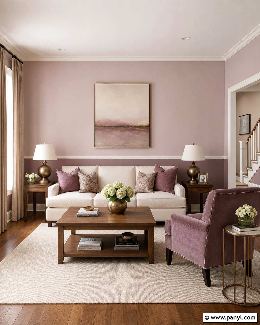 Light Mauve Two-Tone Walls - 20 Light Mauve Wall Paint Ideas