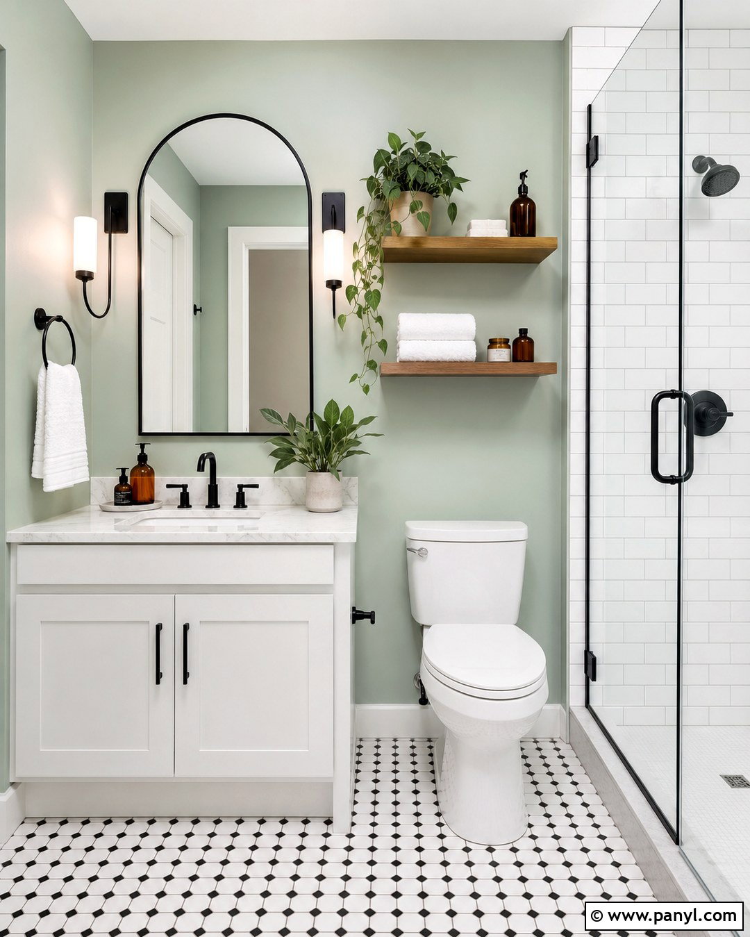 Light Mint Green Bathroom With Black Accents - 20 Light Mint Green Wall Ideas