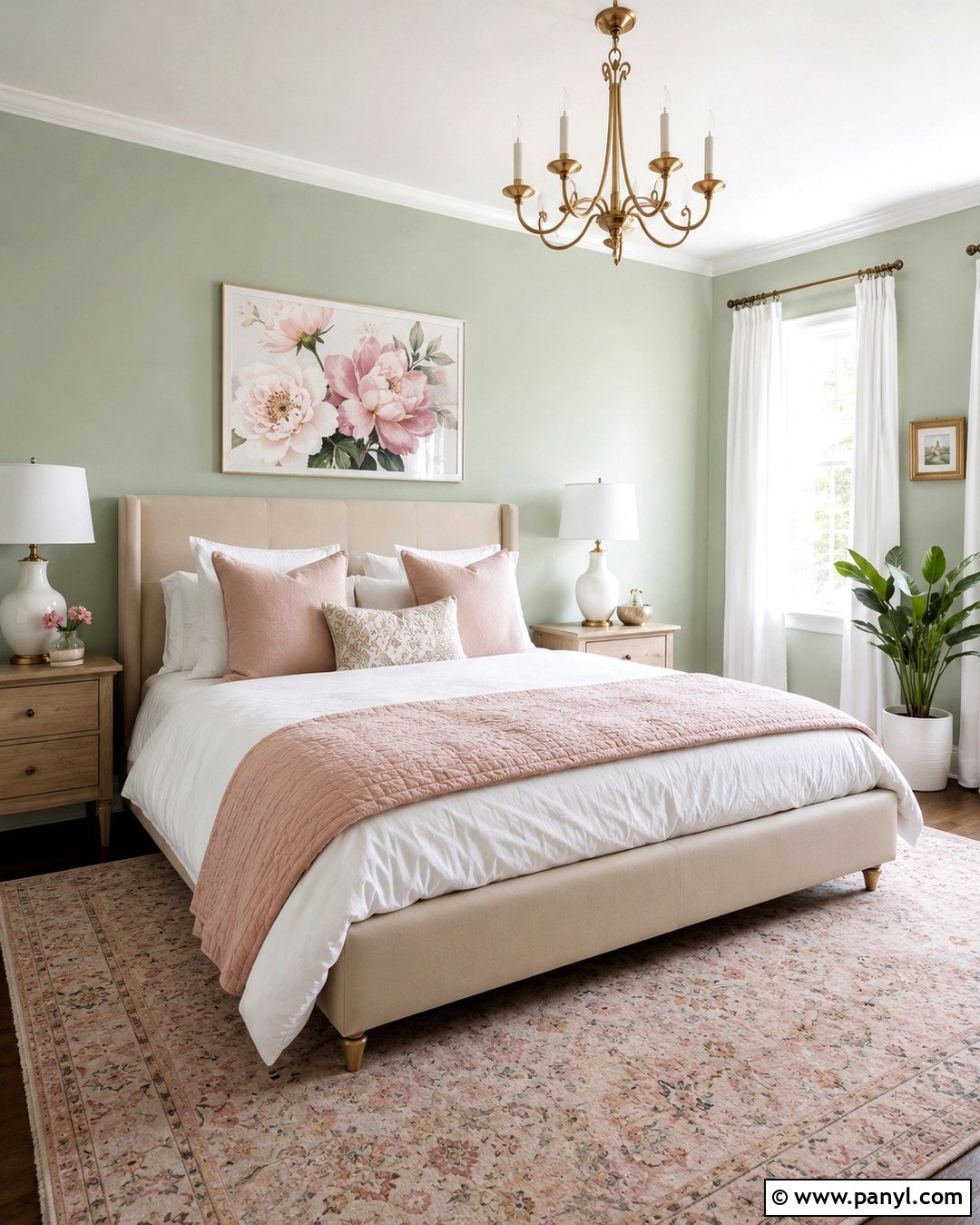 Light Mint Green Bedroom With Blush Pink - 20 Light Mint Green Wall Ideas