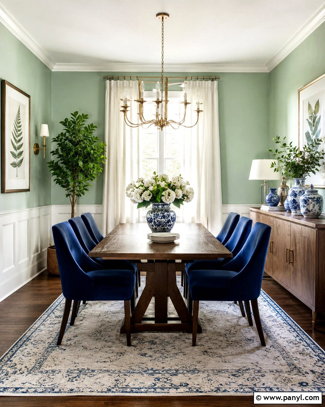 Light Mint Green Dining Room With Navy Blue - 20 Light Mint Green Wall Ideas