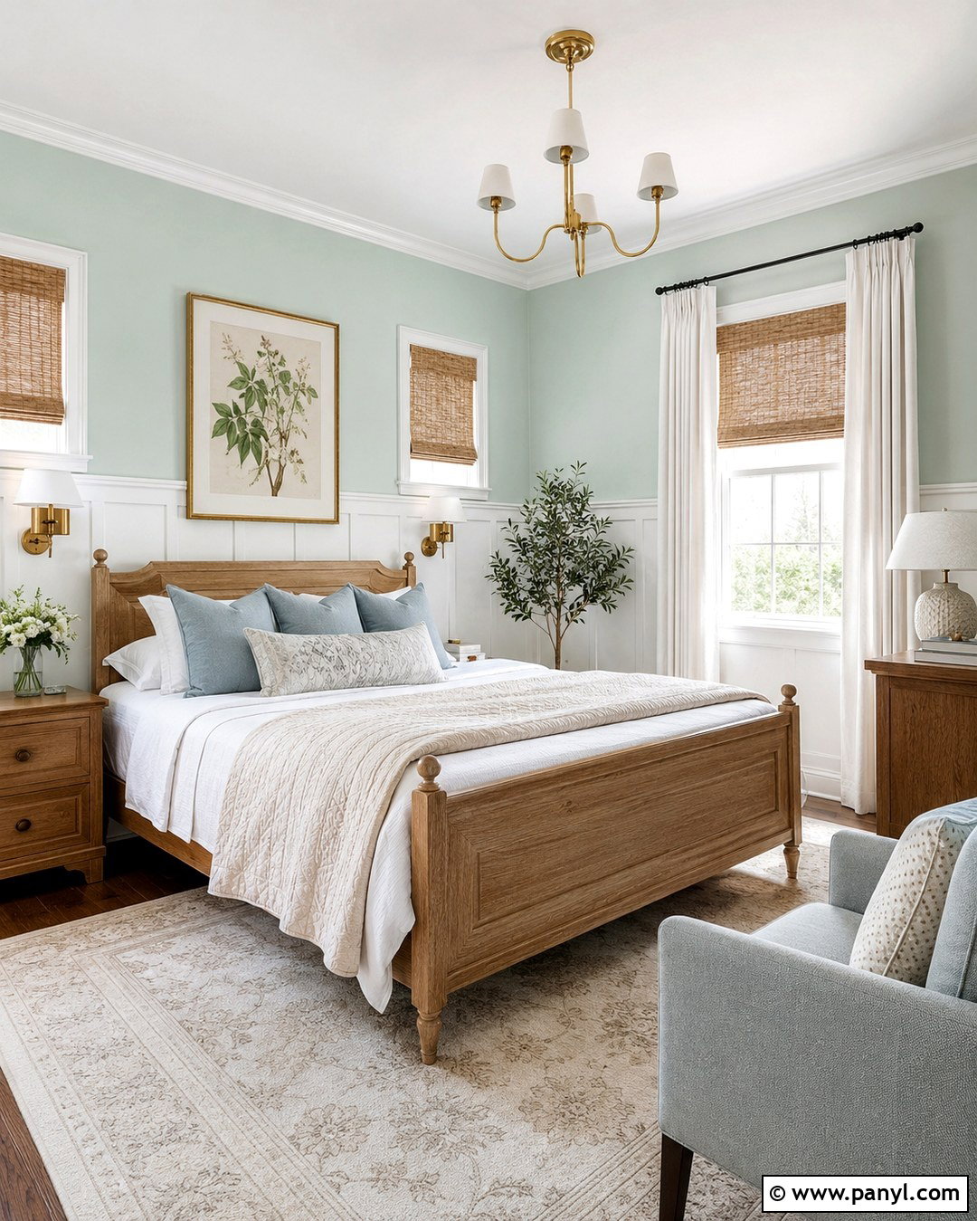 Light Mint Green Half Wall With White Wainscoting - 20 Light Mint Green Wall Ideas