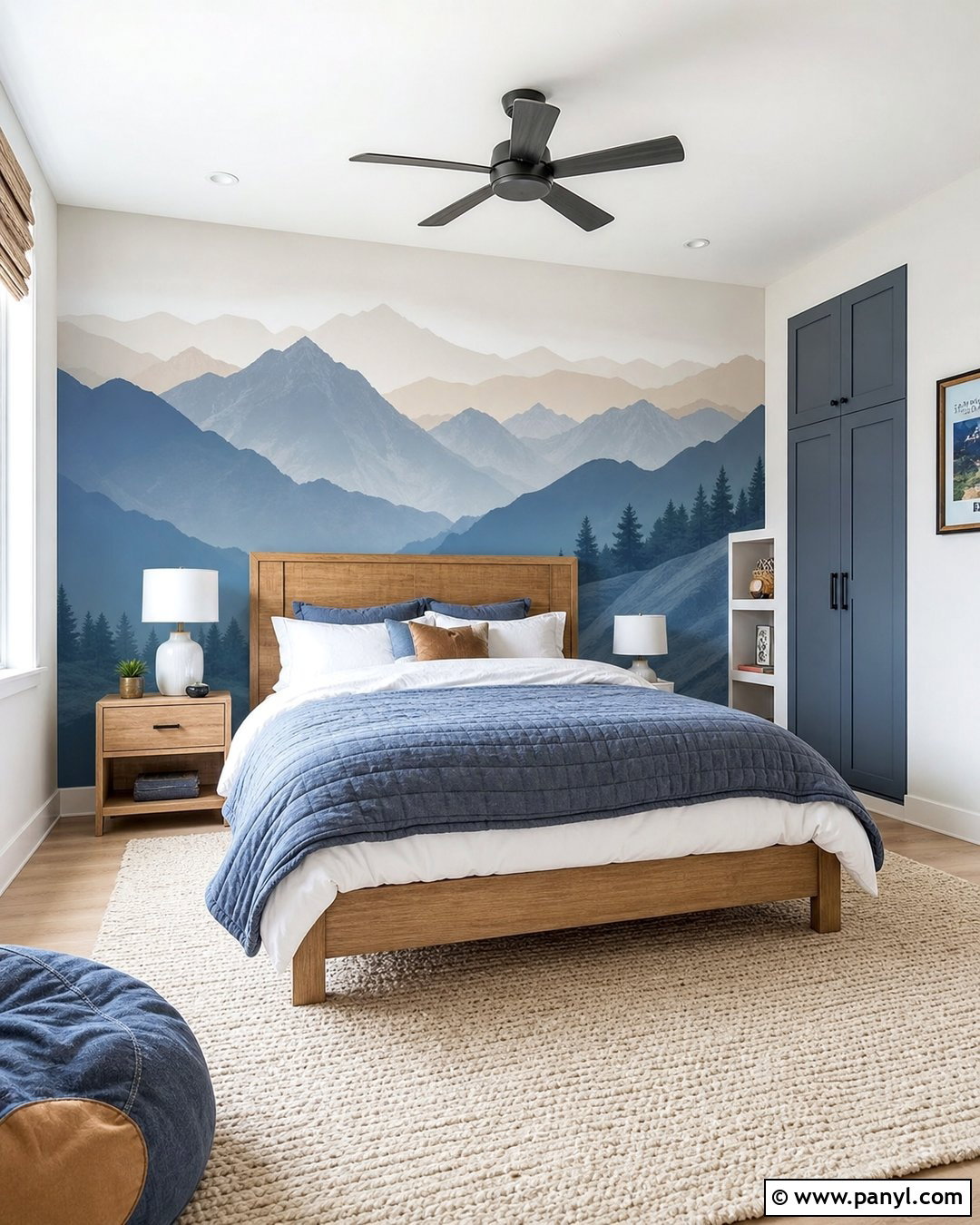 Light Mountain Mural Accent Wall - 25 Light Accent Wall Ideas