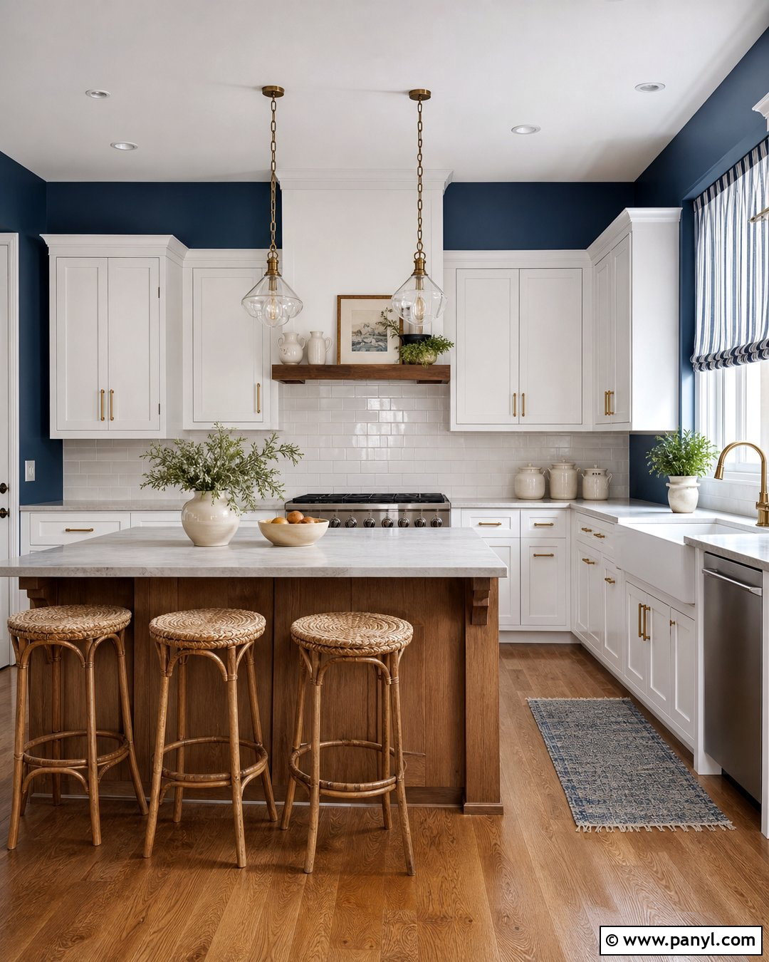 Light Navy Kitchen With White Cabinets - 20 Light Navy Wall Paint Ideas