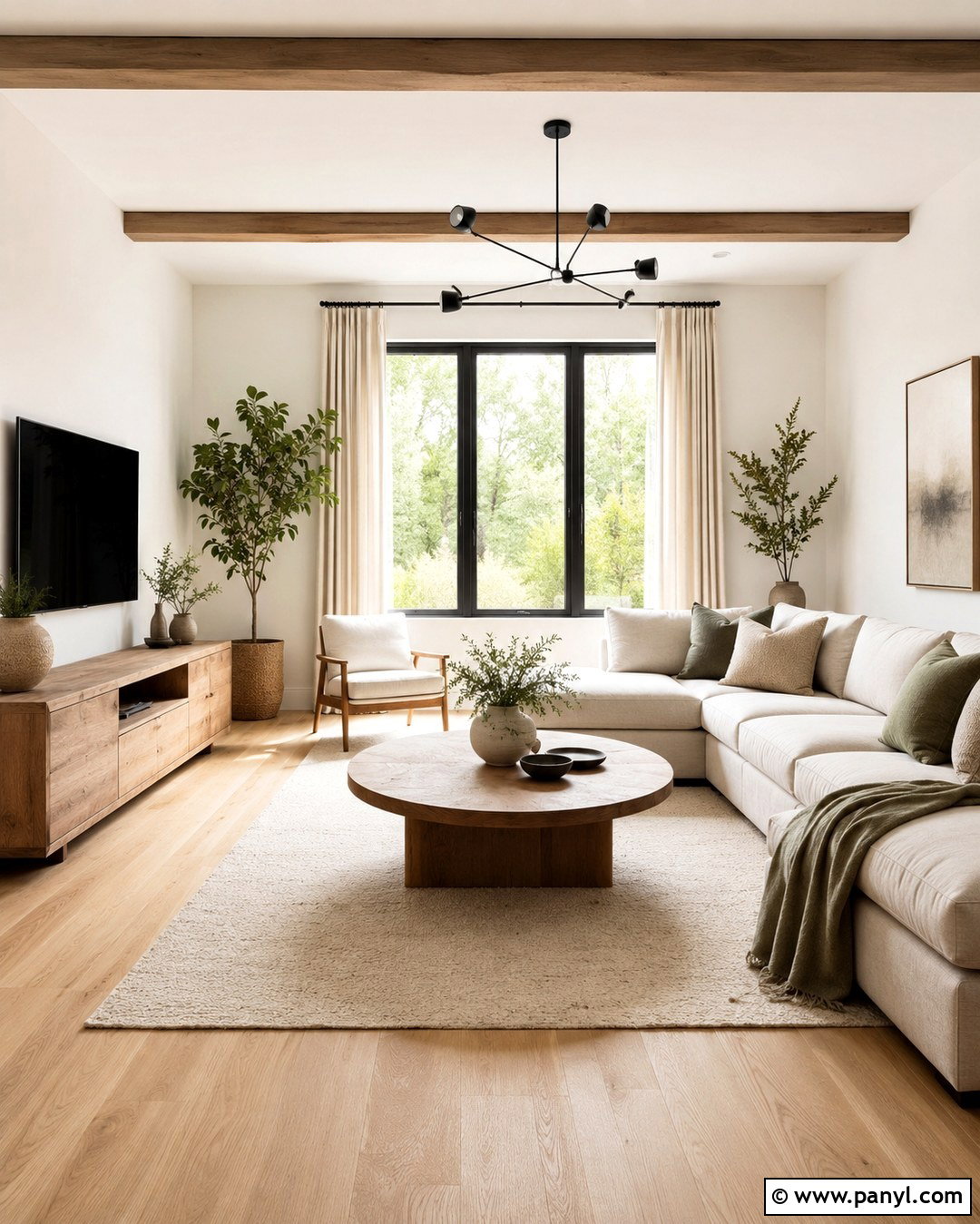 Light Oak And Warm White Walls - 20 Wood And Wall Color Combination Ideas