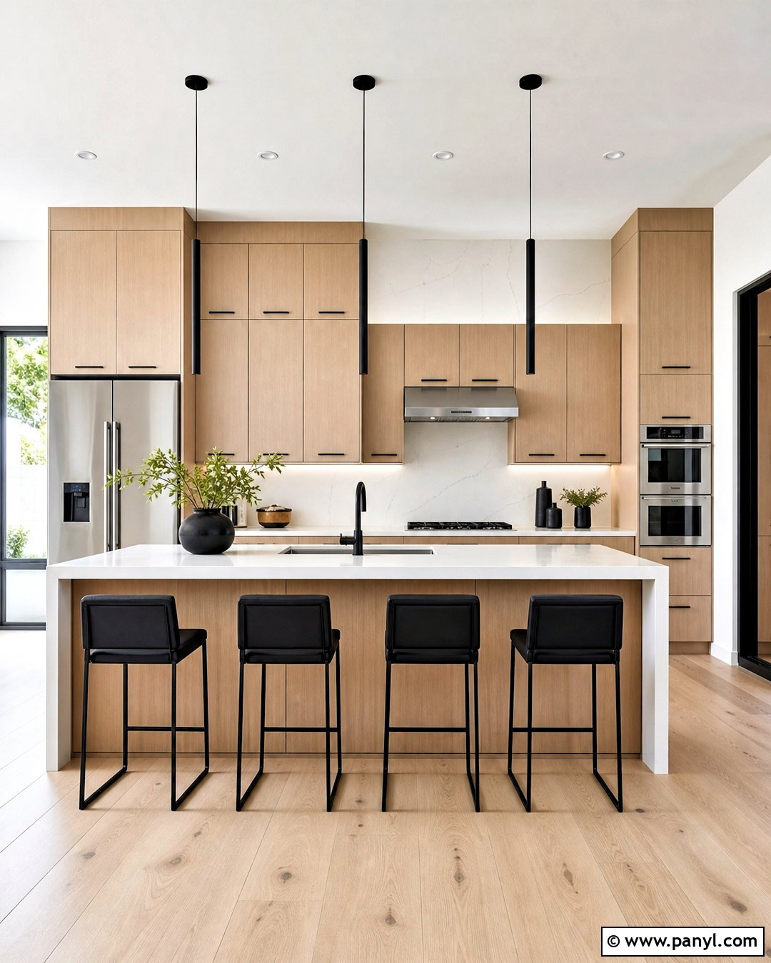 Light Oak Cabinets With Matte Black Accents - 20 updated kitchen with oak cabinets