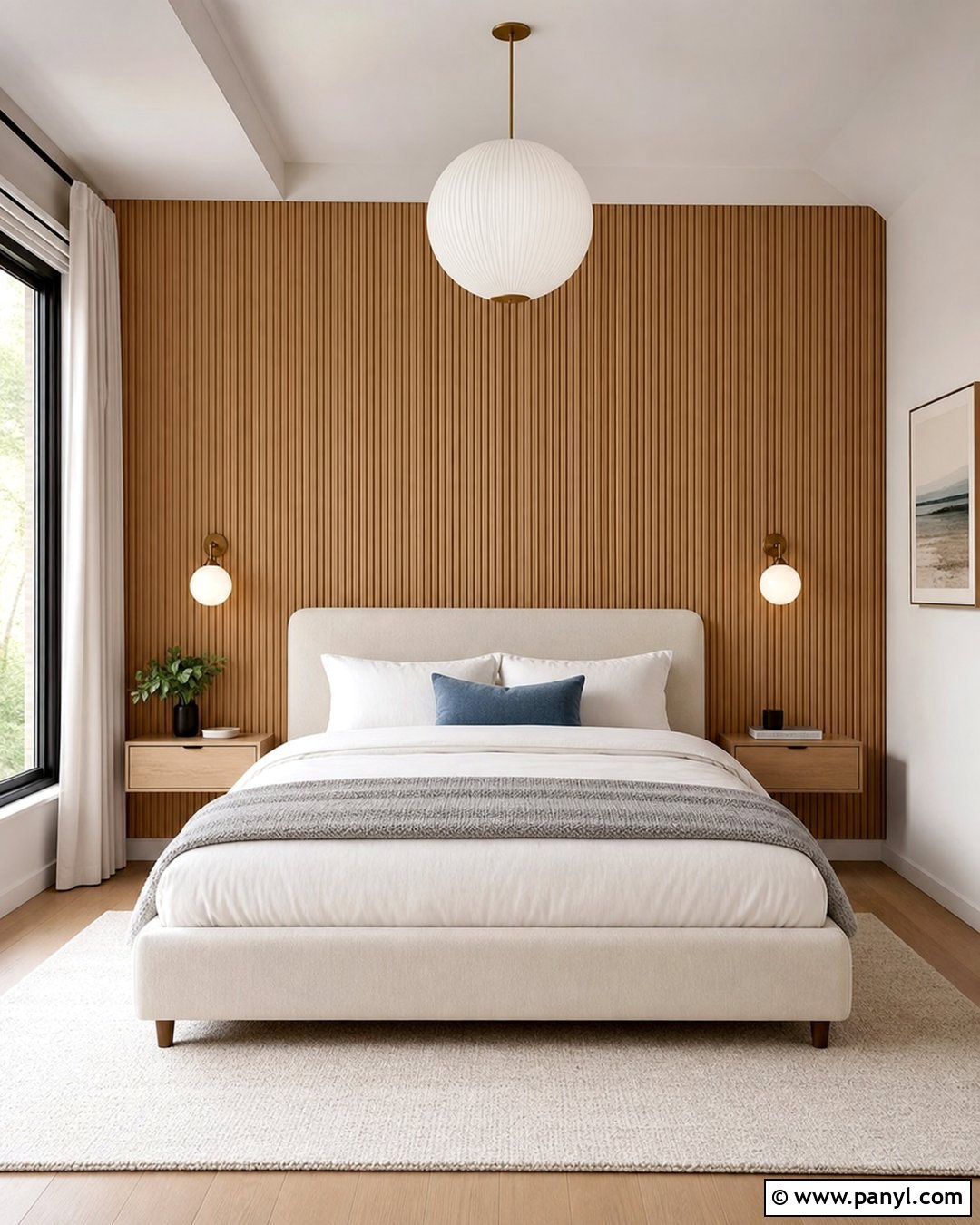 Light Oak Fluted Accent Wall - 25 Small Room Accent Wall Ideas