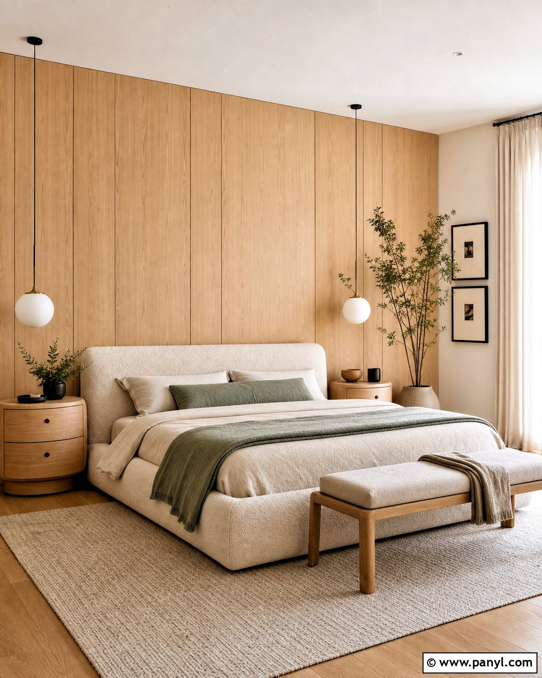 Light Oak Wood Accent Wall - 20 wood accent wall bedroom ideas