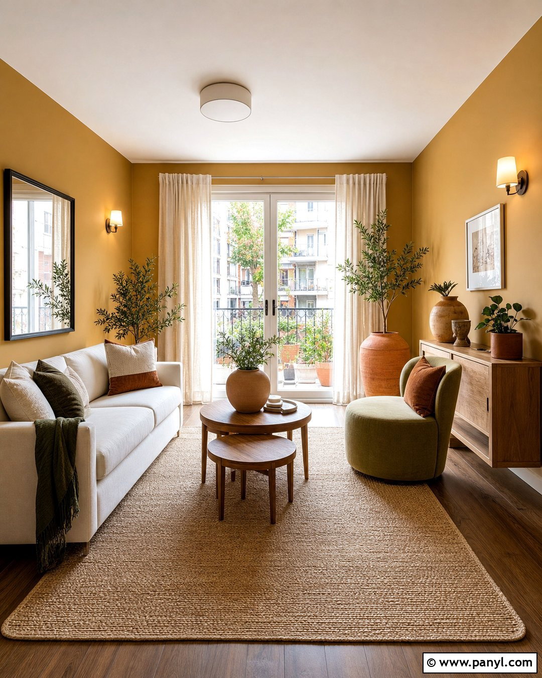 Light Ochre Walls In A Small Living Room - 35 ochre walls