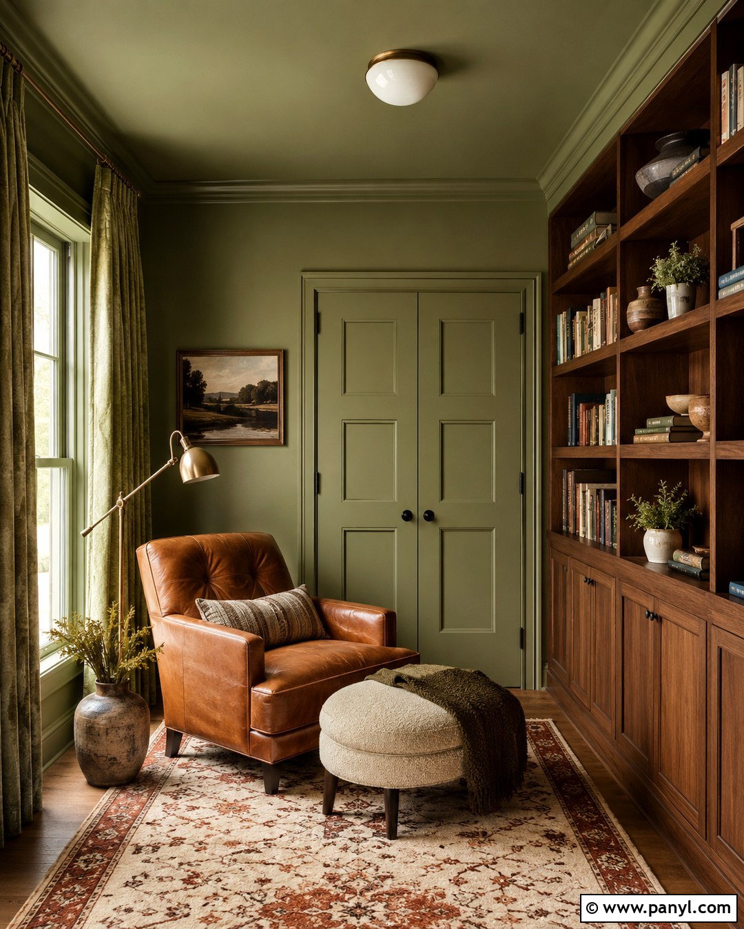 Light Olive Color-Drenched Room - 20 Light Olive Wall Ideas