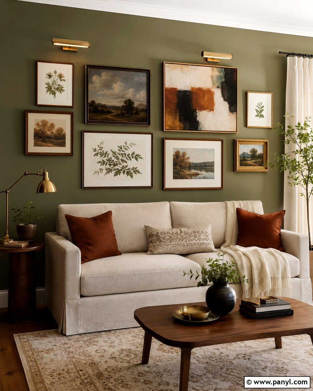 Light Olive Gallery Wall - 20 Light Olive Wall Ideas