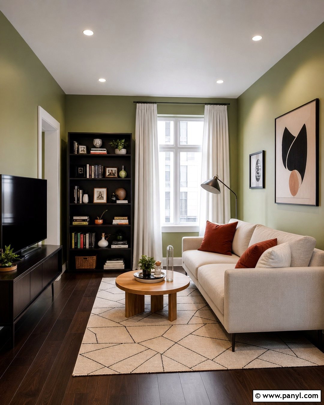 Light Olive Green Apartment With Dark Floors - 20 Light Green Walls Dark Floors