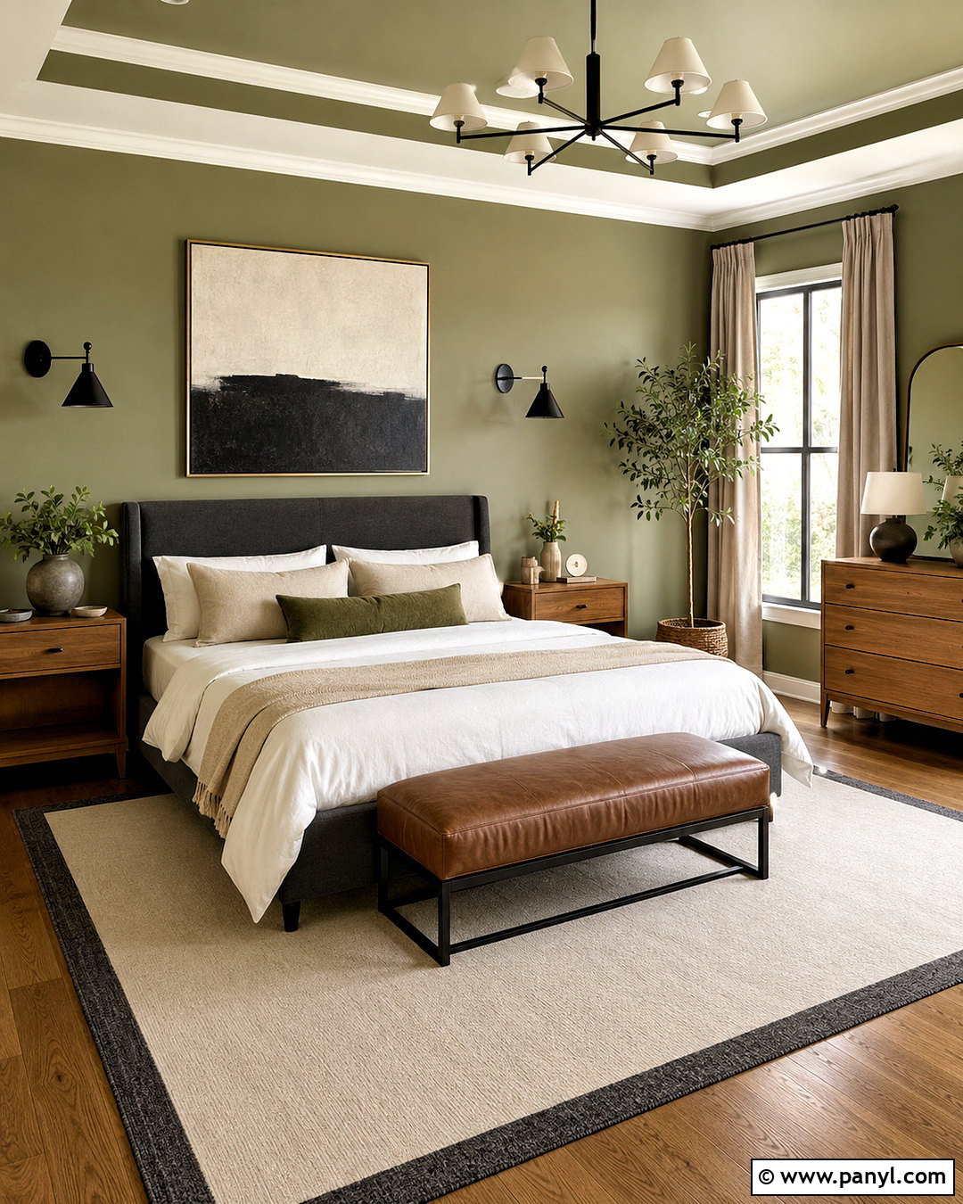 Light Olive Green Bedroom With Charcoal Gray - 40 light olive green walls