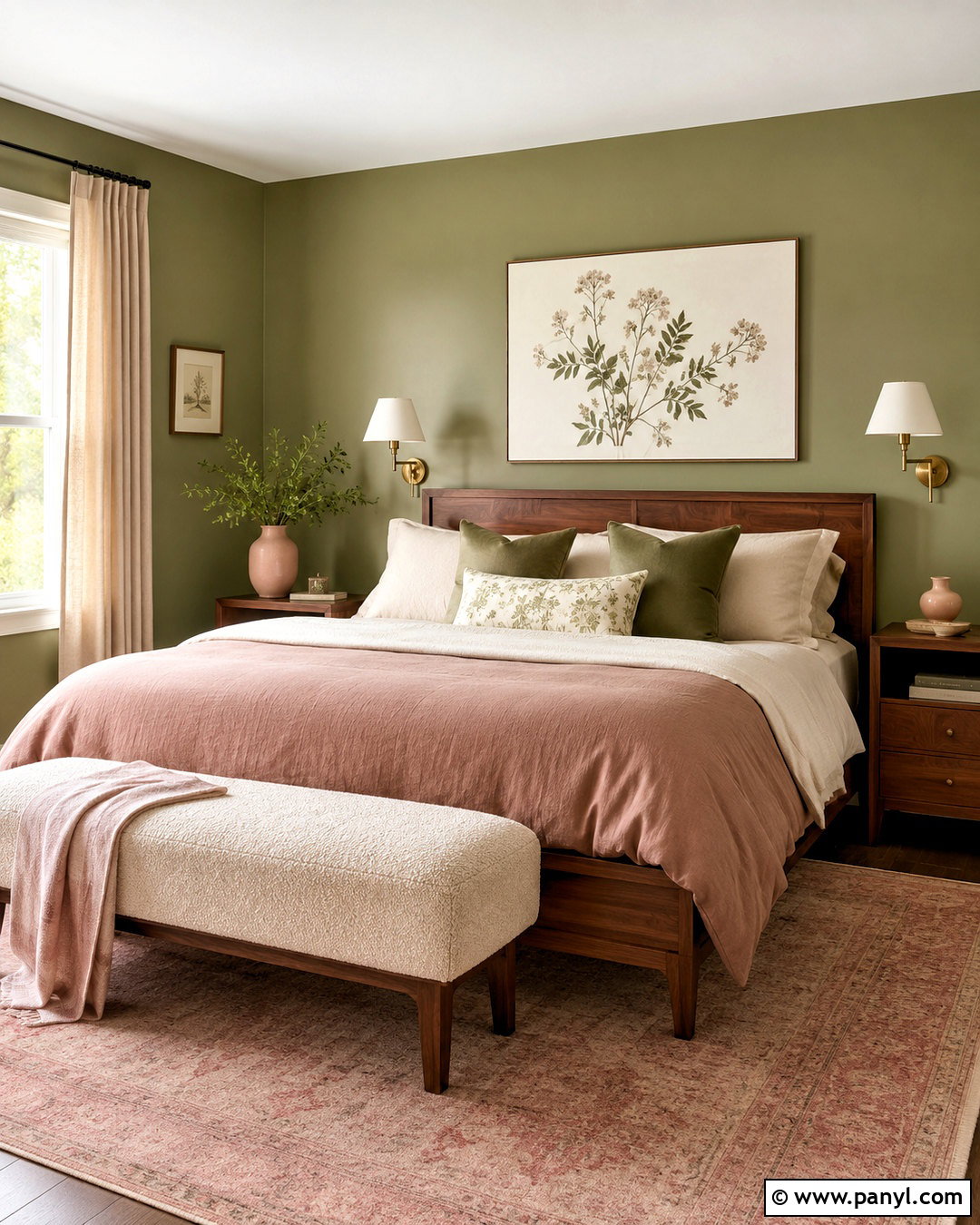 Light Olive Green Bedroom With Dusty Pink - 40 light olive green walls