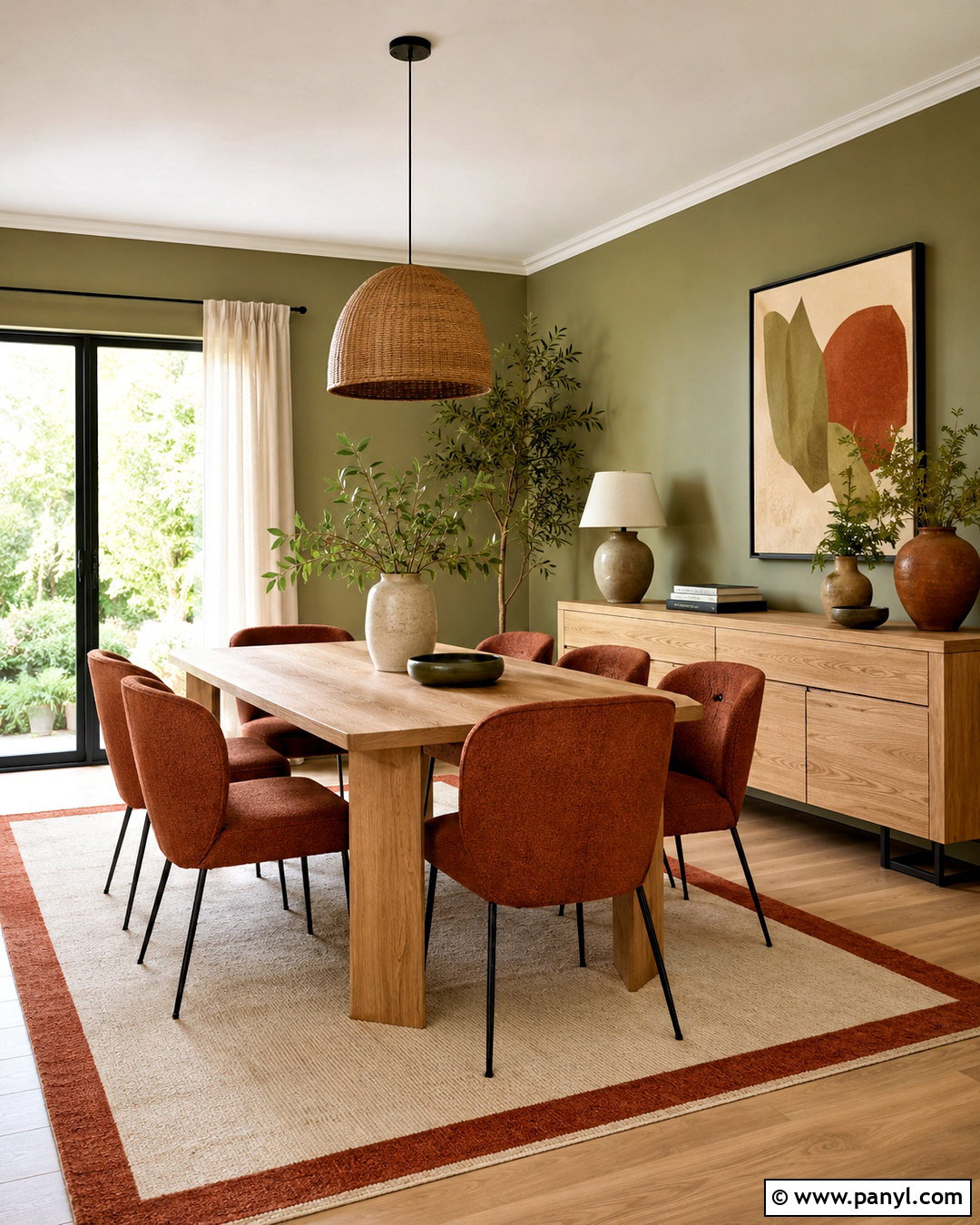 Light Olive Green Dining Room With Terracotta - 40 light olive green walls