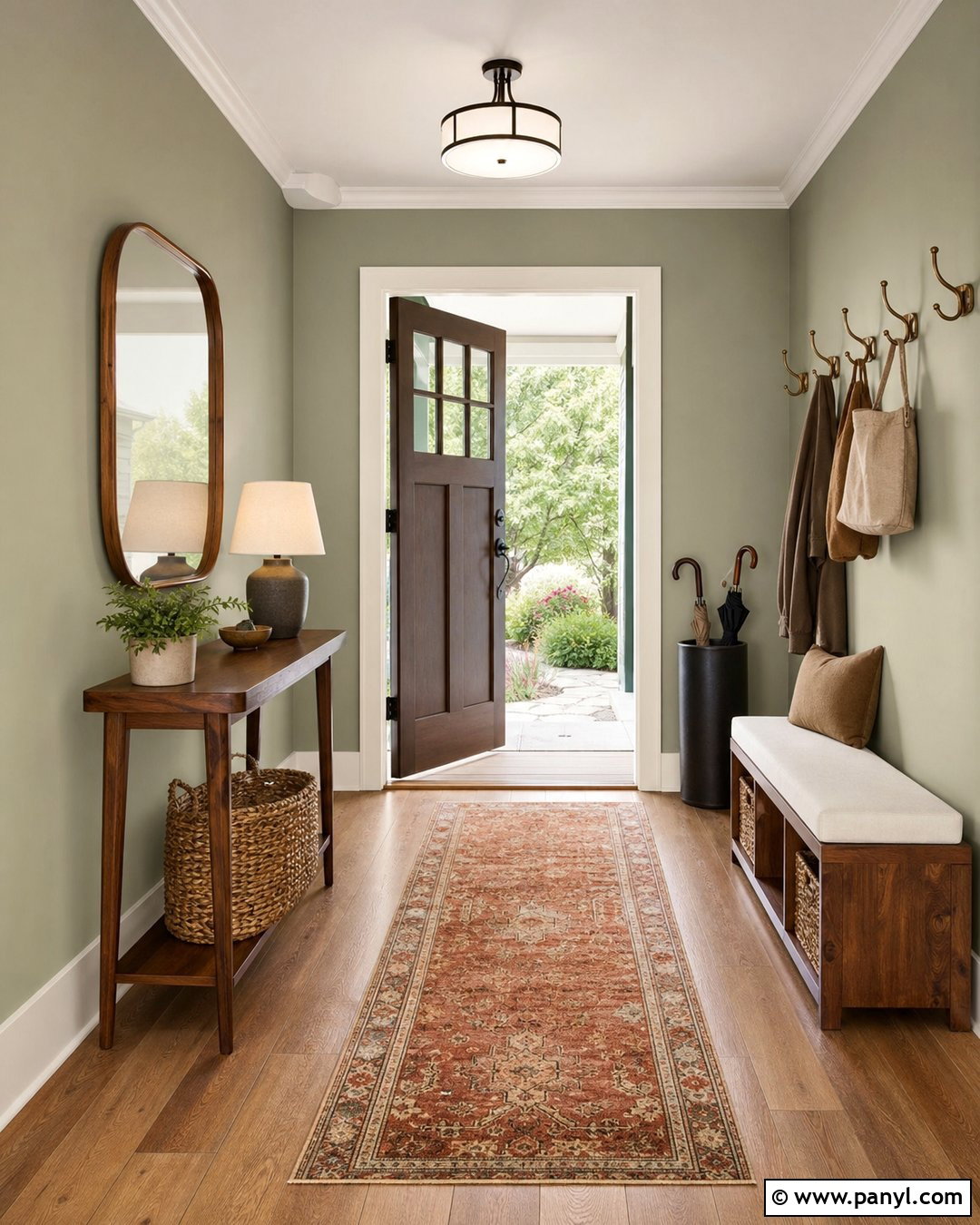 Light Olive Green Entryway - 30 light green wall color ideas