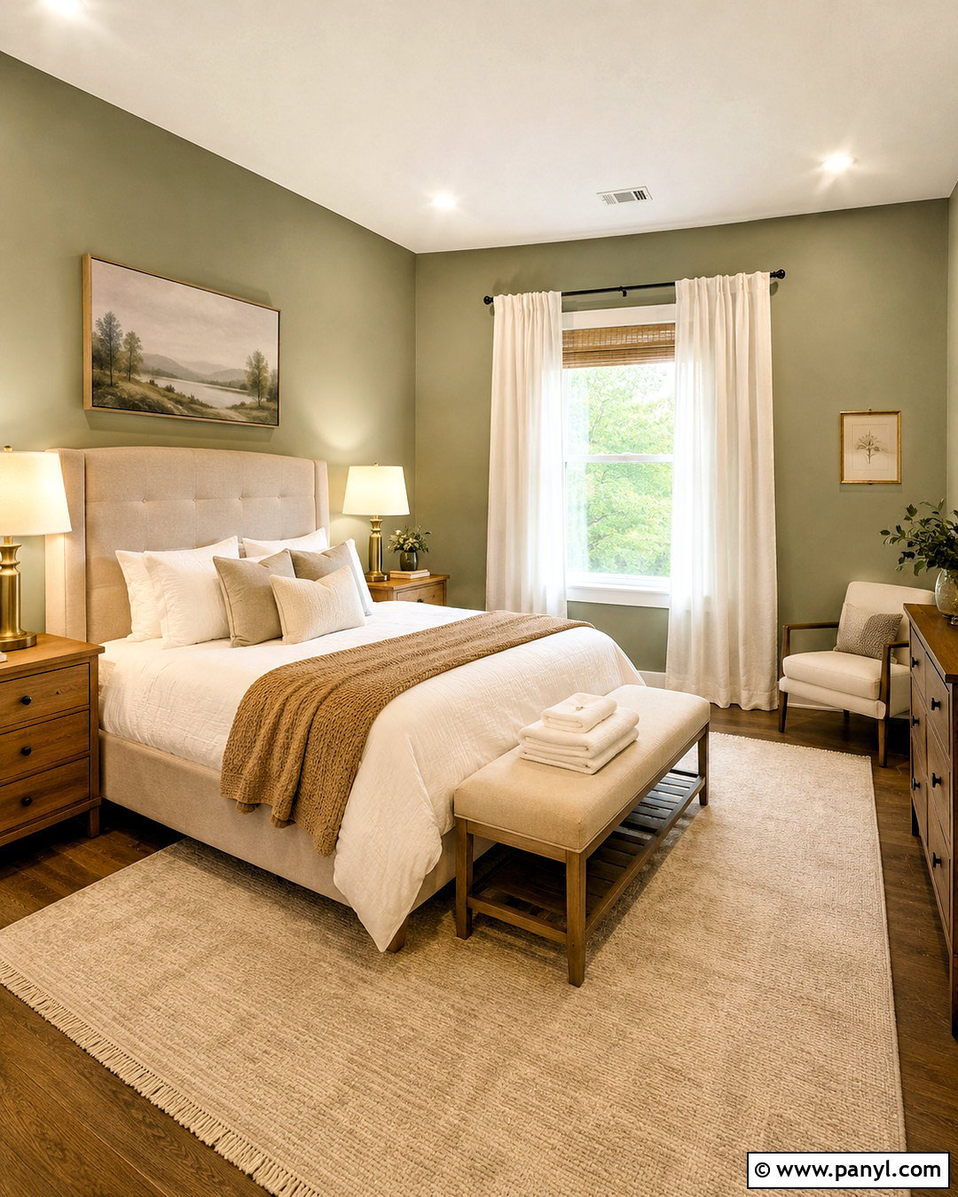 Light Olive Green Guest Bedroom With Beige - 40 light olive green walls