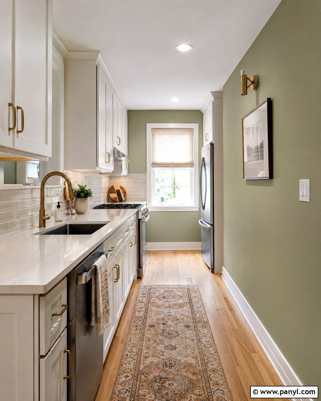 Light Olive Green Kitchen Walls In A Small Galley - 20 Light Olive Green Kitchen Walls
