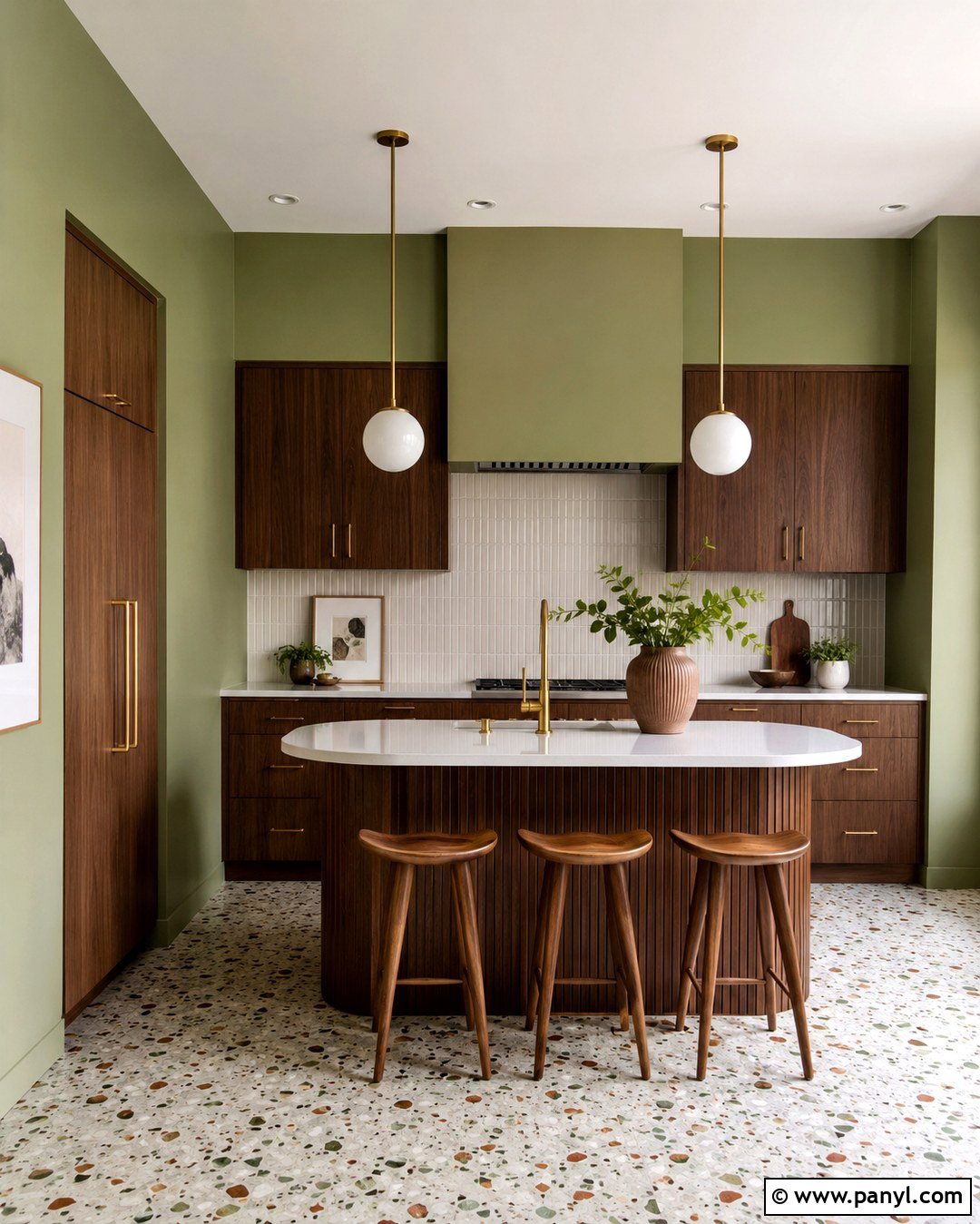 Light Olive Green Kitchen Walls With Midcentury Decor - 20 Light Olive Green Kitchen Walls