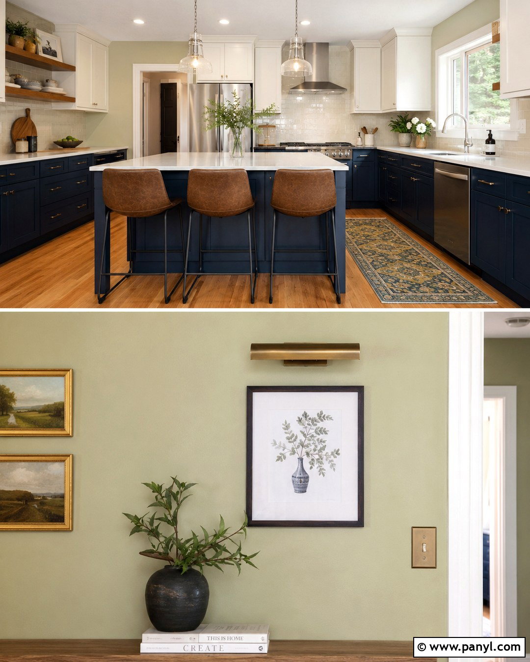 Light Olive Green Kitchen Walls With Navy Cabinets - 20 Light Olive Green Kitchen Walls