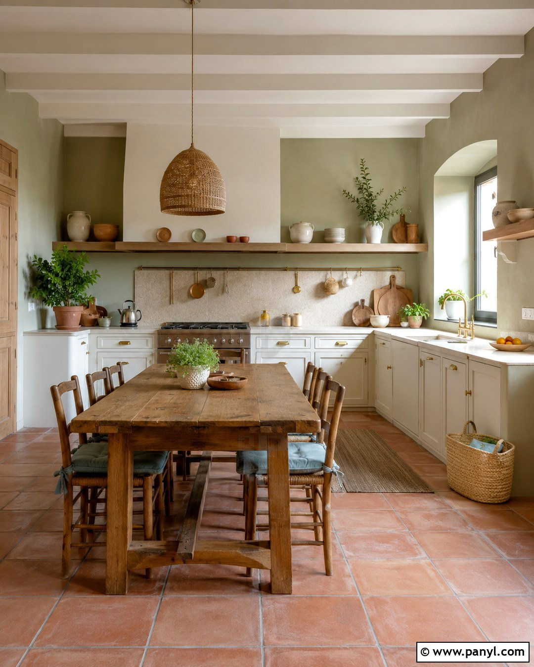 Light Olive Green Kitchen Walls With Terracotta Tile - 20 Light Olive Green Kitchen Walls