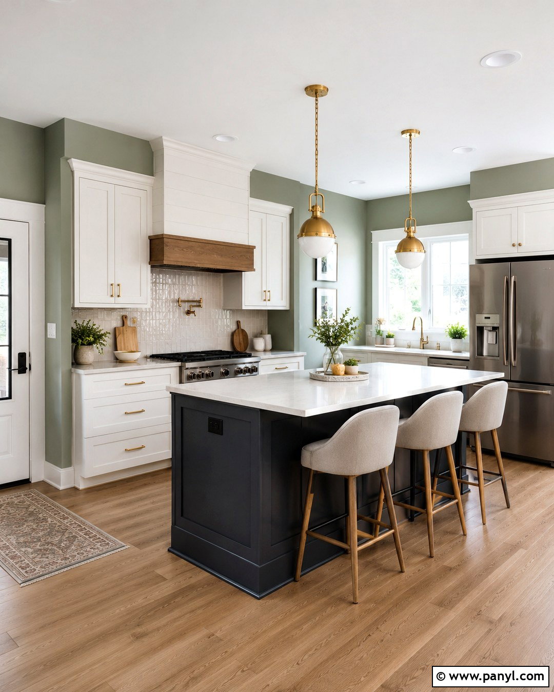 Light Olive Green Kitchen Walls With Two-Tone Cabinets - 20 Light Olive Green Kitchen Walls