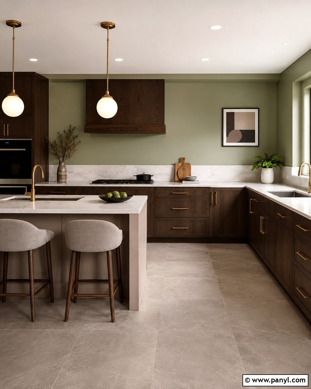 Light Olive Green Kitchen Walls With Walnut Cabinets - 20 Light Olive Green Kitchen Walls