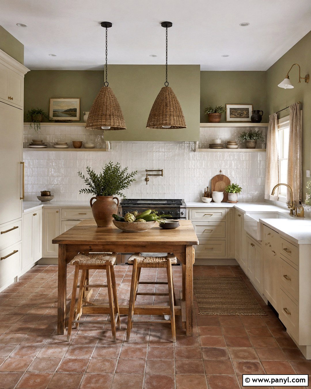 Light Olive Green Kitchen Walls With Zellige Tile - 20 Light Olive Green Kitchen Walls