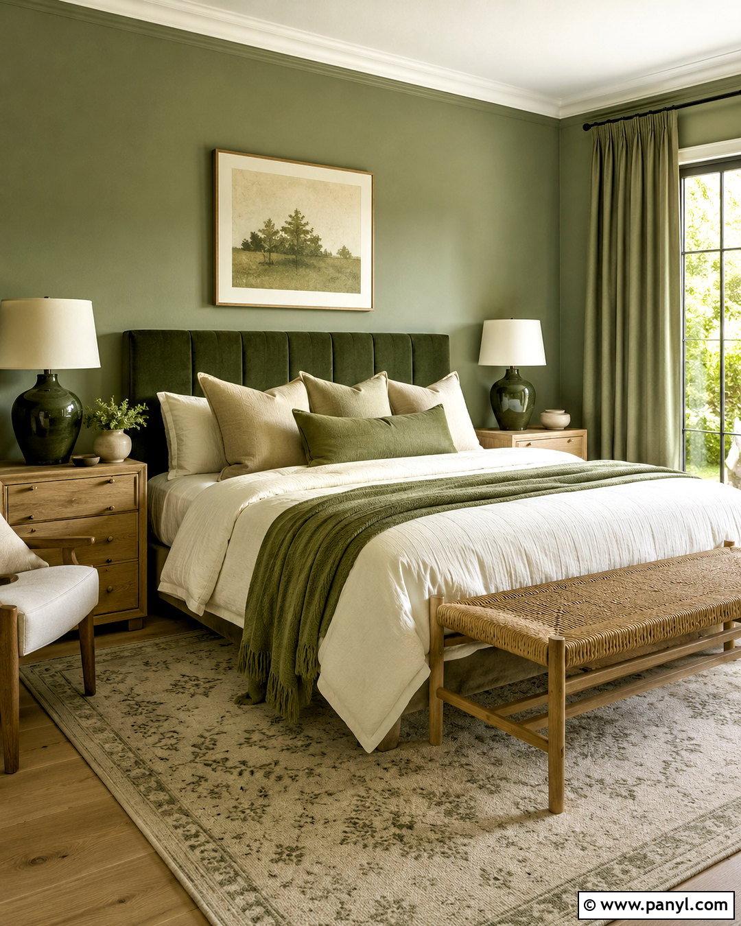 Light Olive Green Monochromatic Bedroom - 40 light olive green walls