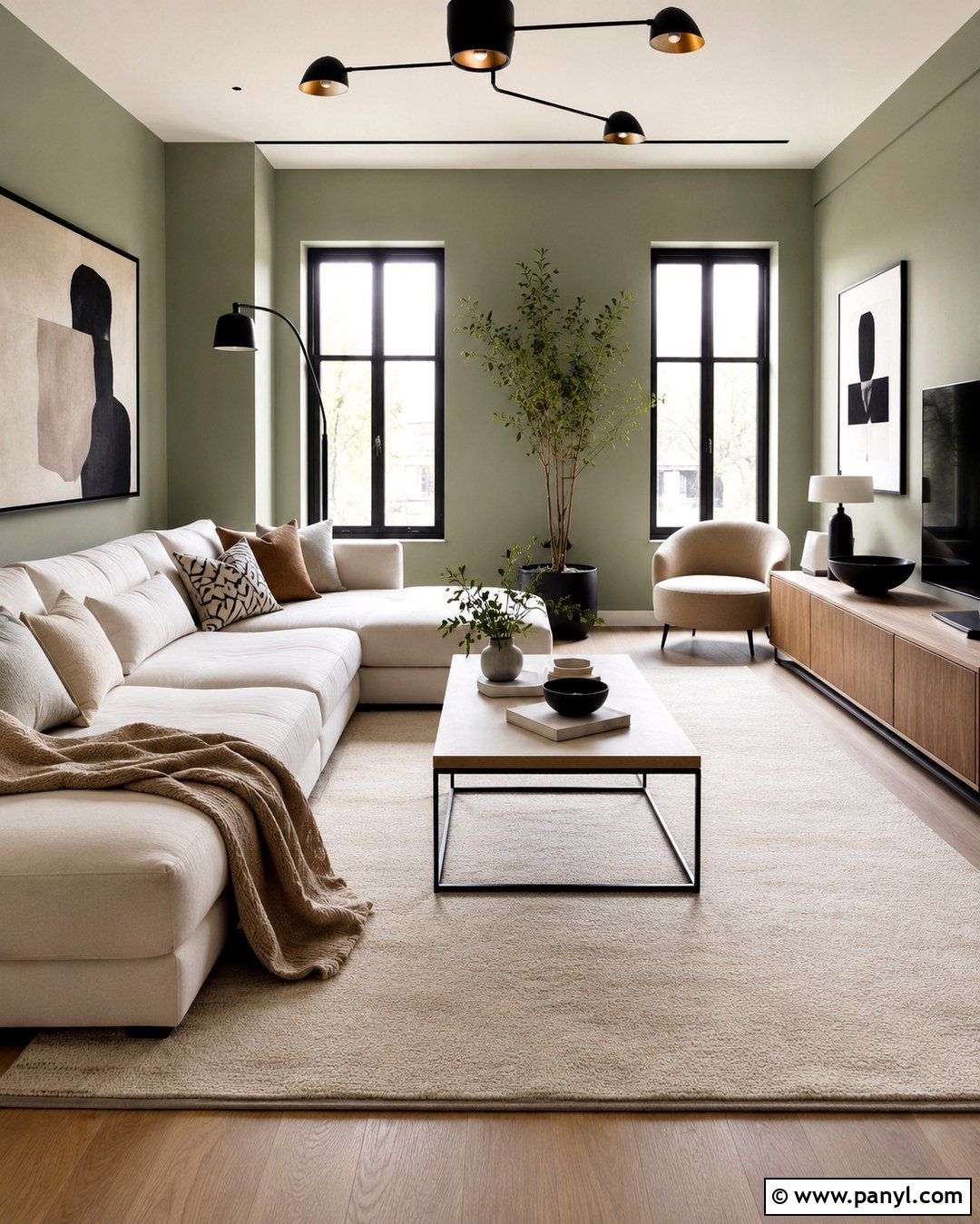 Light Olive Walls With Black Accents - 20 Light Olive Wall Ideas