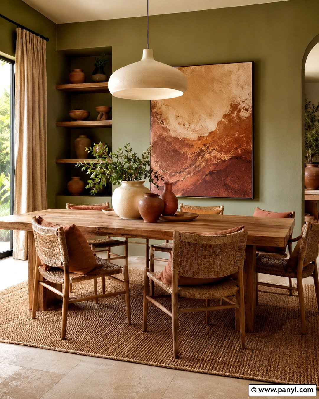 Light Olive Walls With Terracotta Accents - 20 Light Olive Wall Ideas