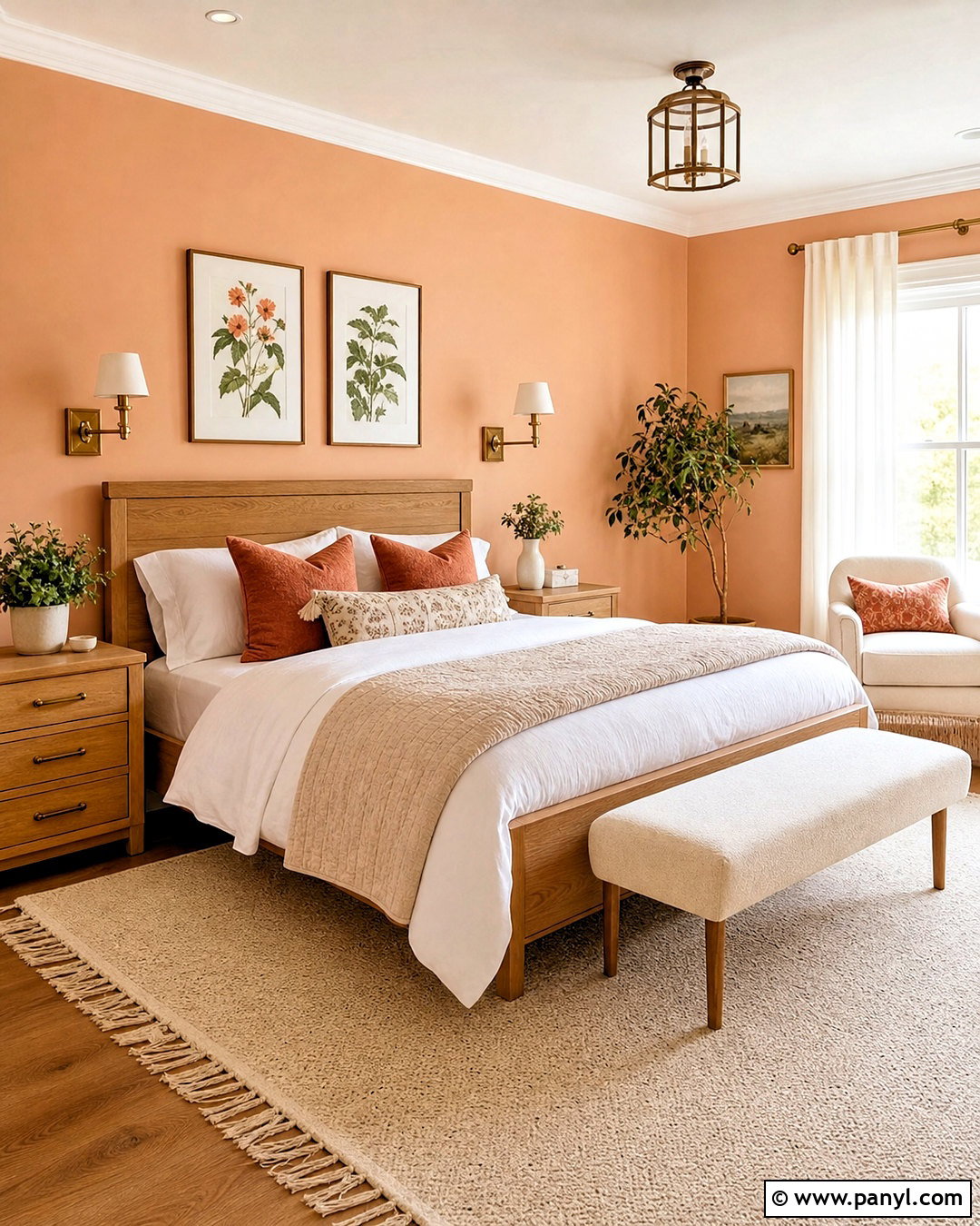 Light Orange Bedroom With White Bedding - 20 light orange room ideas